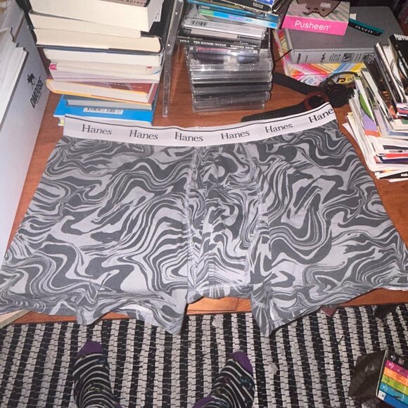 Hanes 2XL Retro Grey Tie-Dye Psychadellic Print Boxer Briefs NEW - Picture 1 of 2